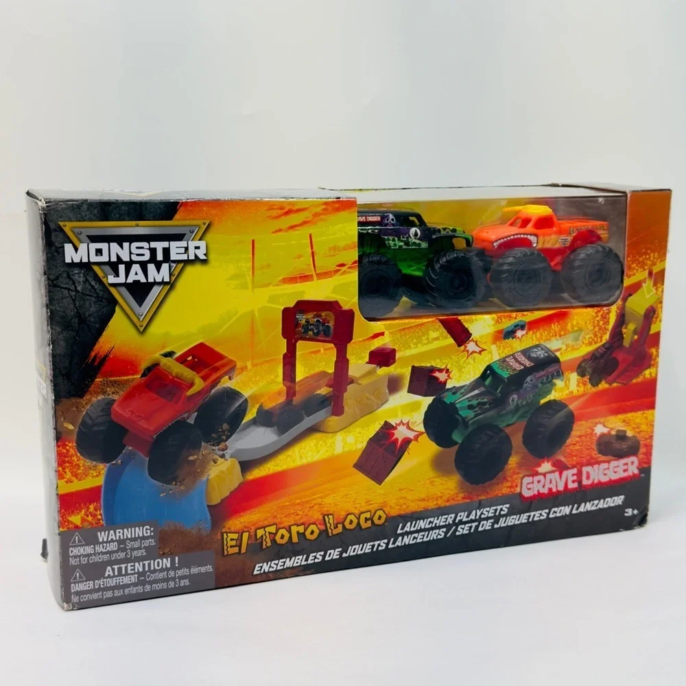 Monster Jam Launcher Trucks El Toro Loco & Grave Digger Playset Spin Master - Picture 4 of 10